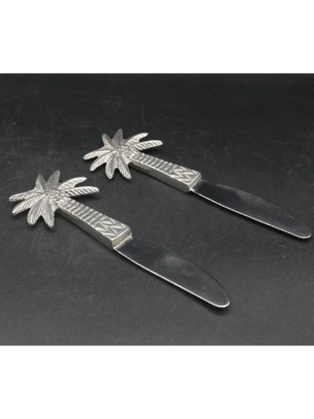 Palm Tree Knife Cheese Spreader Set of 2 Stainless Steel Tiki Bar ￼
